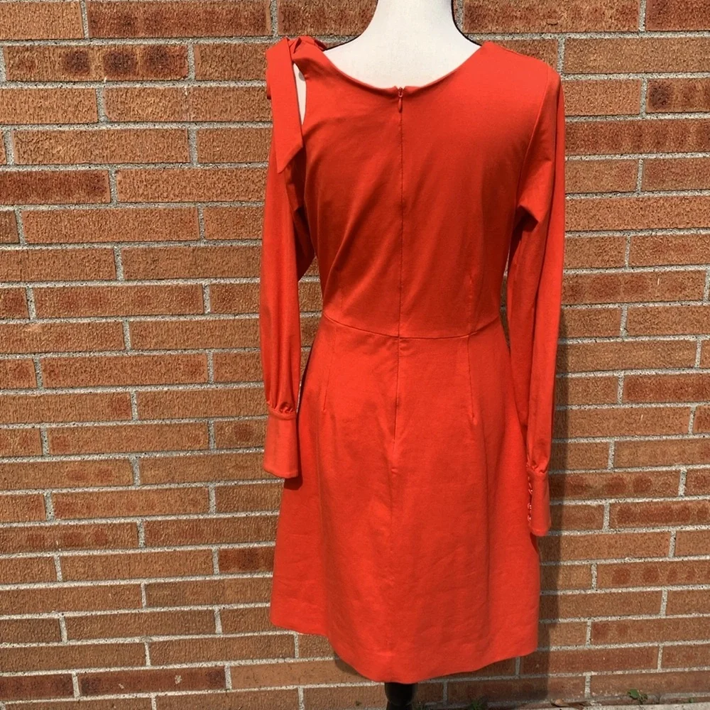 Simona Maghen Caprice Dress Long Sleeve Fit & Flare Single Cold Shoulder size 8 - Picture 2 of 15